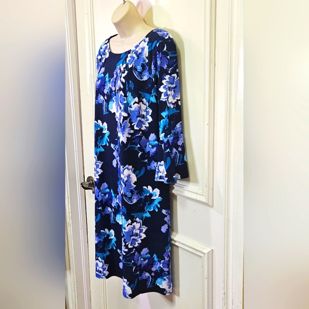 ROZ & Ali Navy Blue Multi-Color Floral Midi Dress, X-Large - Picture 5 of 16
